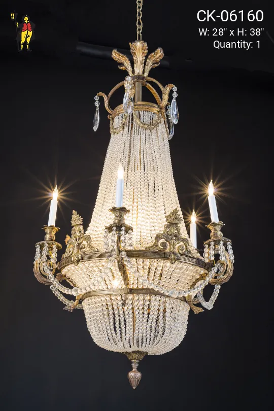 Ten Light Empire Crystal Basket Chandelier