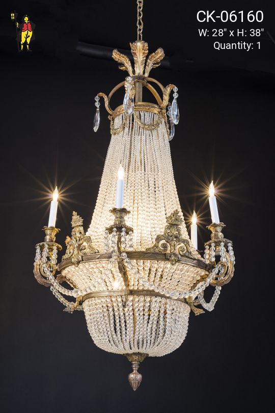 Ten Light Empire Crystal Basket Chandelier