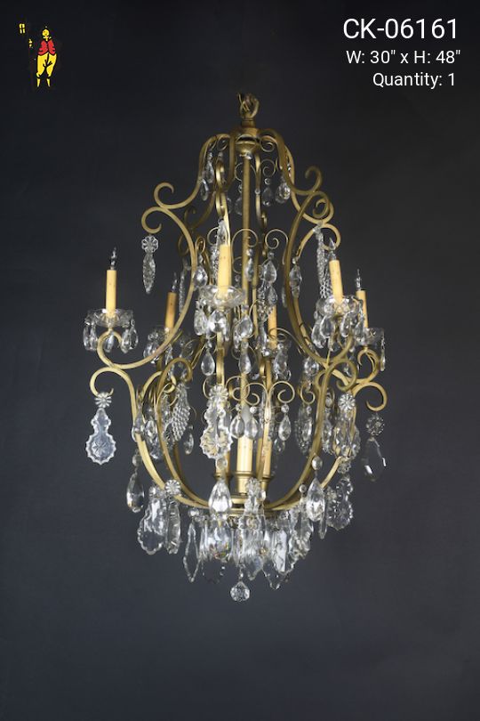 Victorian Style Crystal & Brass Chandelier