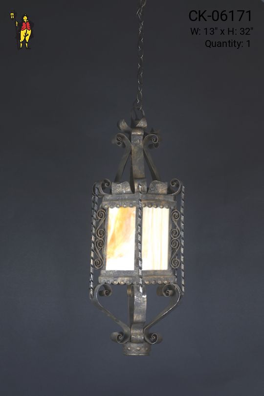 Gothic Iron & Glass Hanging Lantern