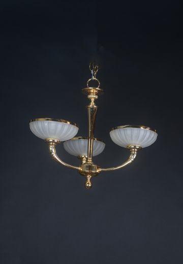 Polished Brass Three Light Chandelier