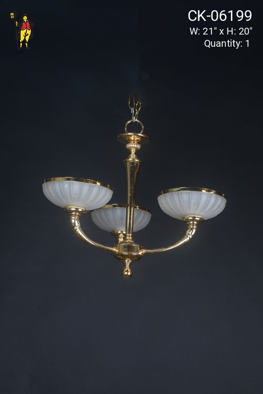Polished Brass Three Light Chandelier