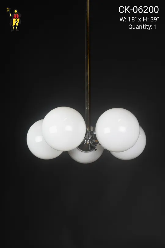 Five Glass Globe Mid Century Modern Hanging Fixture