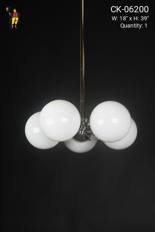 Five Glass Globe Mid Century Modern Hanging Fixture