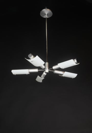 Contemporary Glass & Silver Chandelier