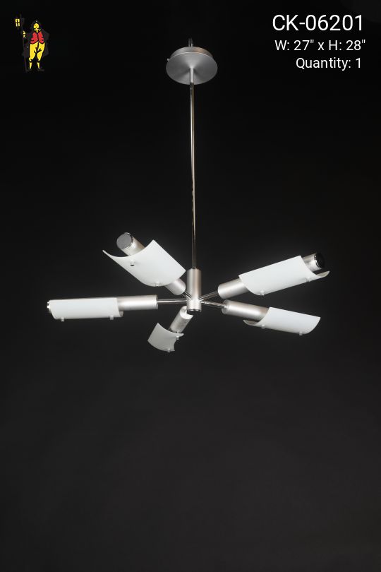 Contemporary Glass & Silver Chandelier