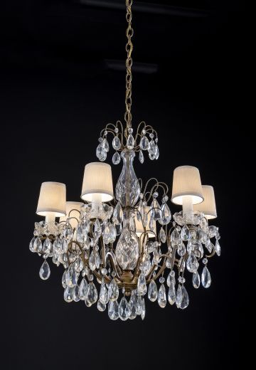 Six Light Vicrotian Crystal Chandelier