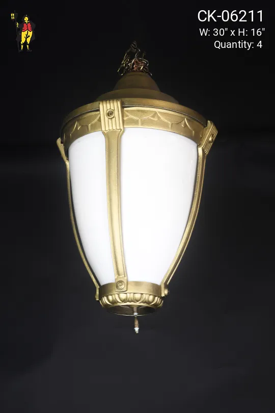 Brass & Frosted Glass Hanging Lantern