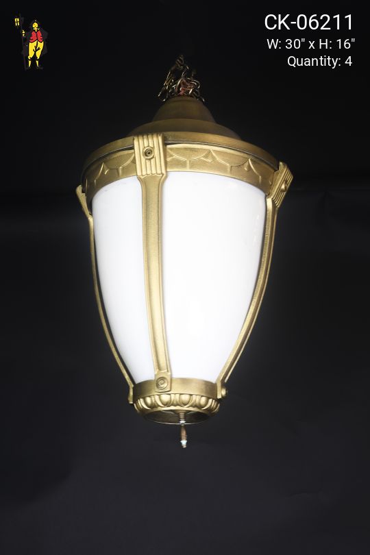 Brass & Frosted Glass Hanging Lantern