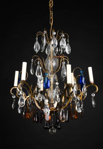 Multicolor Crystal Nine Light Chandelier