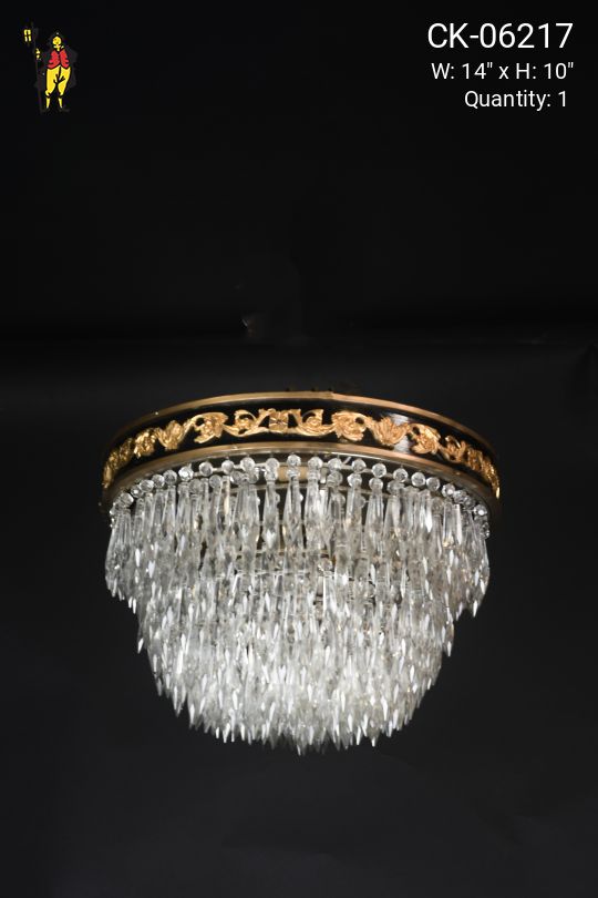 Victorian Black & Brass Crystal Hanging Fixture