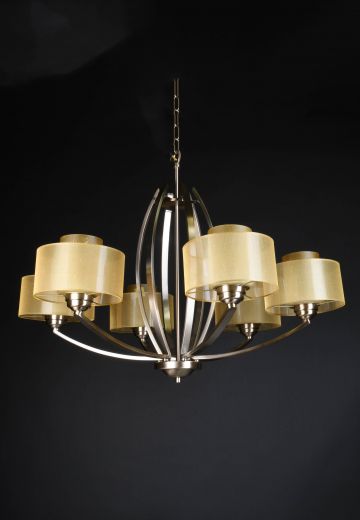 Modern Six Light Brass Chandelier