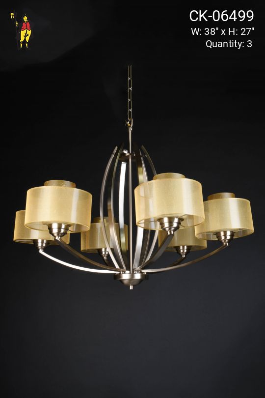 Modern Six Light Brass Chandelier
