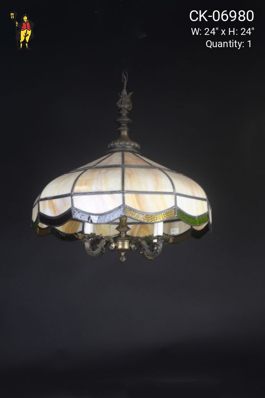Tiffany Glass Four Candle Chandelier