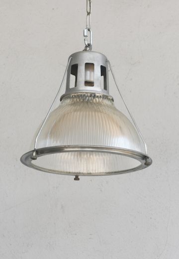 14" Industrial Hanging Halophane Glass Pendant