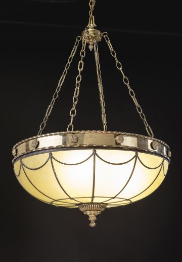 Brass & Glass Bowl Chandelier