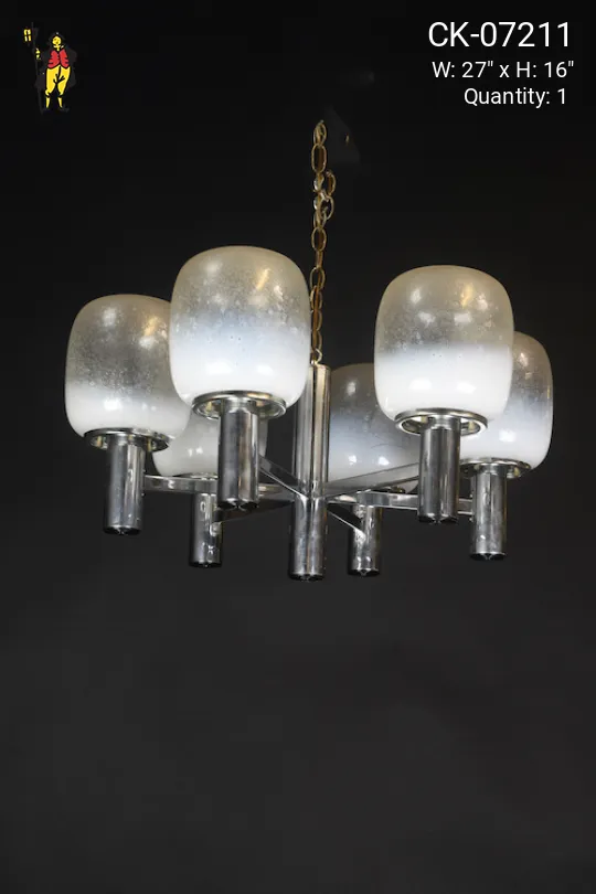 Post Modern Frosted Glass & Chrome Hanging Fixture