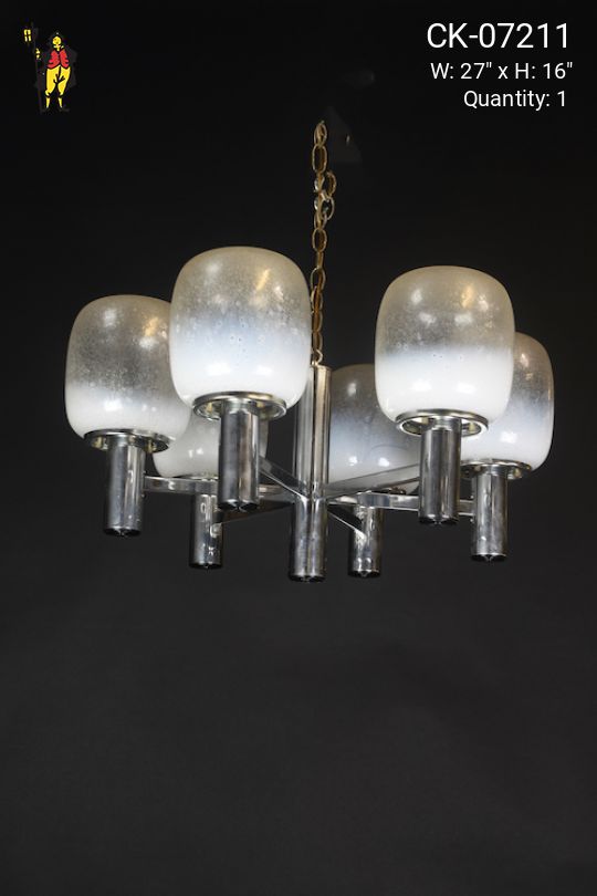 Post Modern Frosted Glass & Chrome Hanging Fixture