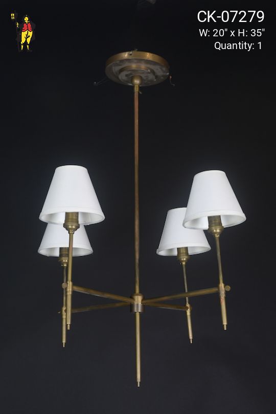 Modern Brass Four Light Chandelier