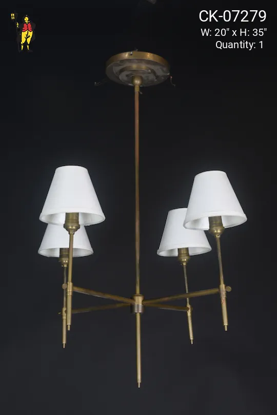 Modern Brass Four Light Chandelier