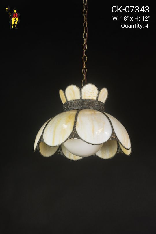 Hanging Art Glass Shade w/White Globe