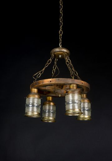 Wagon Wheel w/Glass Jelly Jar Hanging Fixture