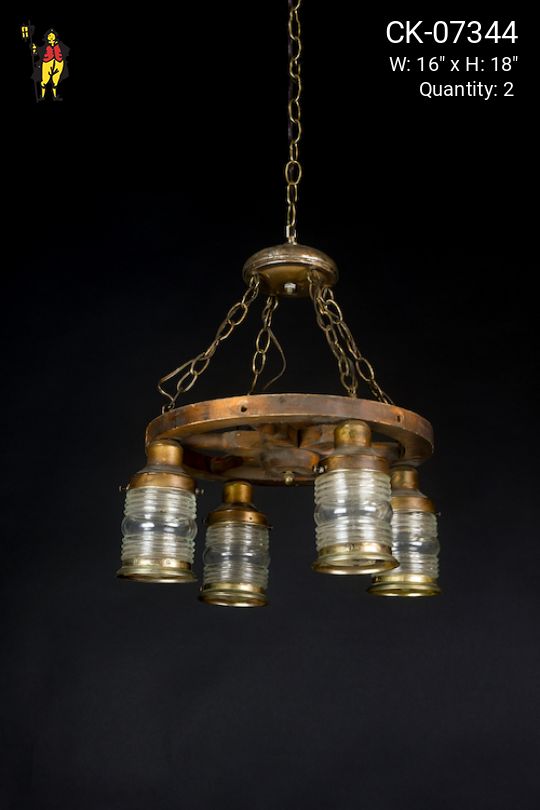 Wagon Wheel w/Glass Jelly Jar Hanging Fixture