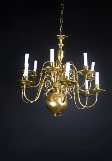 Traditional Brass Twelve Light Chandelier