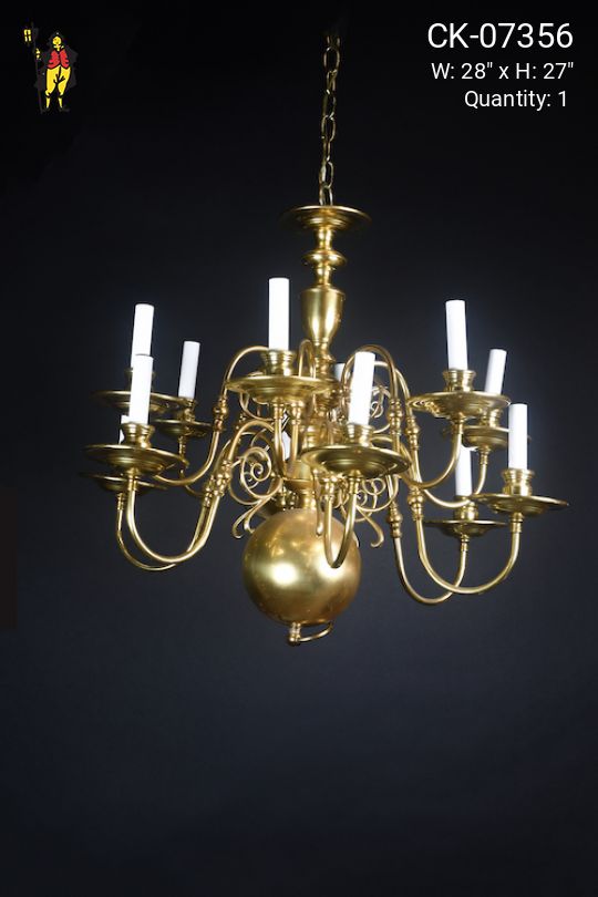 Traditional Brass Twelve Light Chandelier