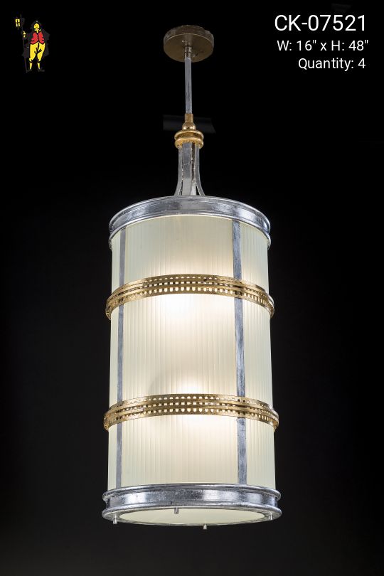 Art Deco Lantern w/Frosted Glass Panels