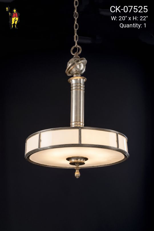 Art Deco Chandelier w/Opal Glass Panels