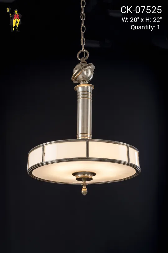 Art Deco Chandelier w/Opal Glass Panels