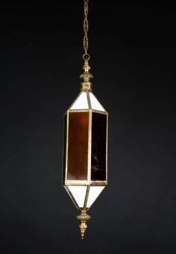 Deco Red & White Glass Hanging Lantern