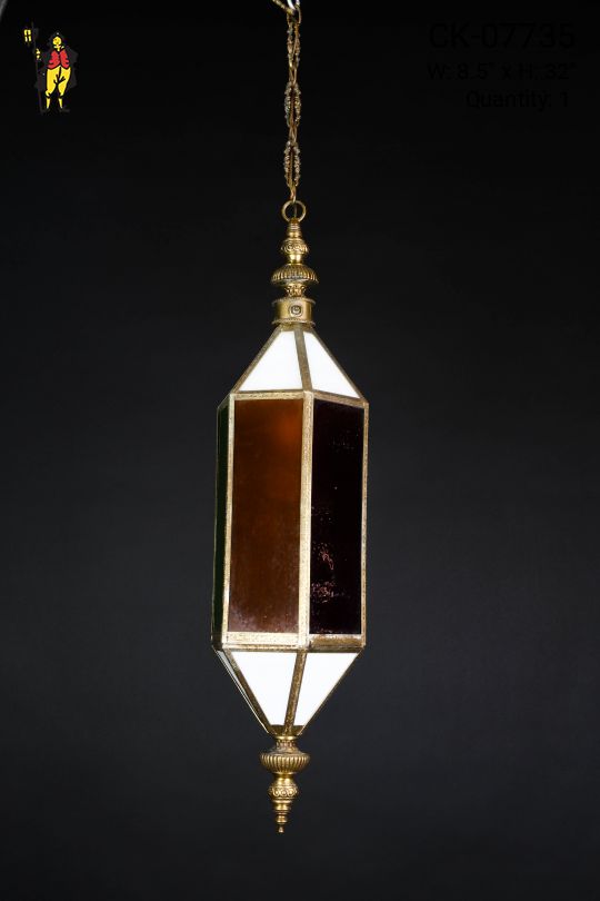 Deco Red & White Glass Hanging Lantern
