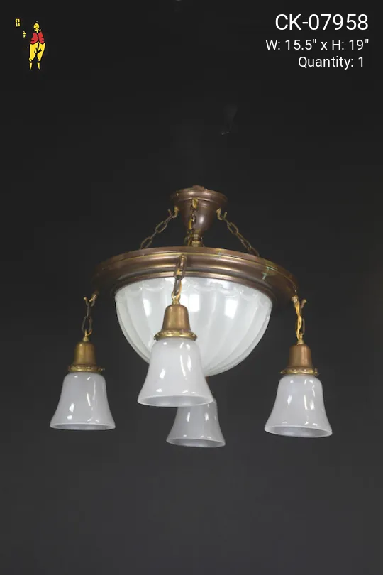 Five Light Glass Bowl Chandelier