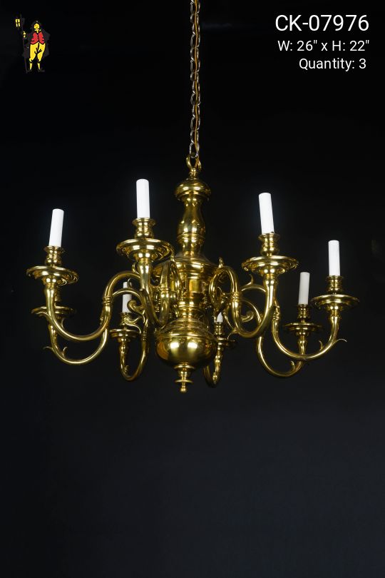 Eight Light Victorian Brass Chandelier
