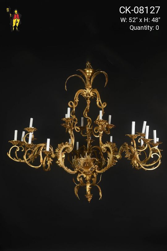 Oversized 24 Light Gold Chandelier