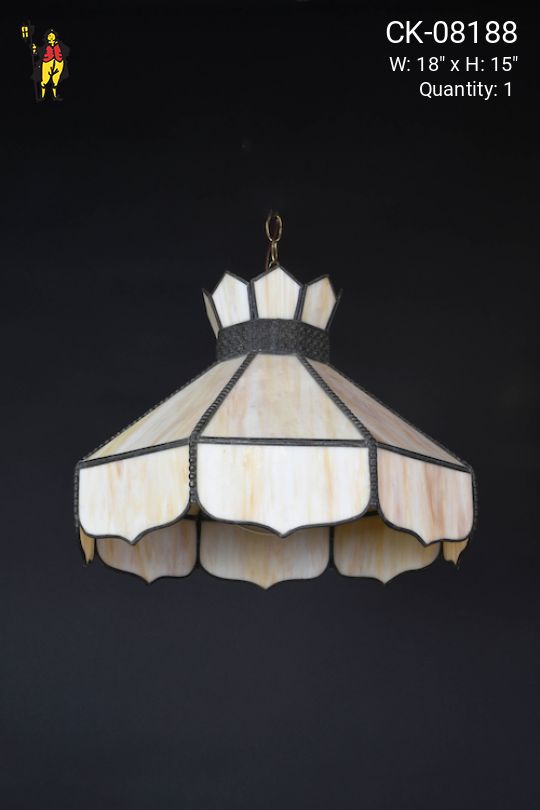 Hanging Beige & White Tiffany Glass Pendant