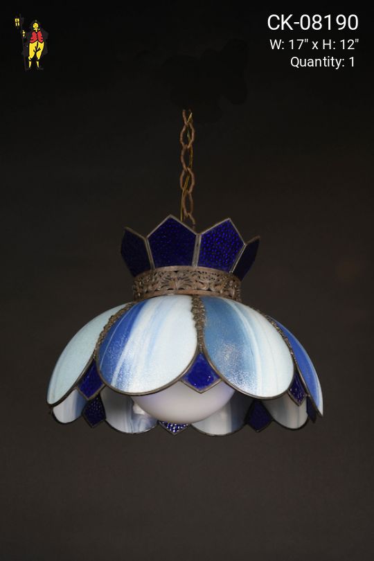 Hanging Blue & White Tiffany Glass Pendant