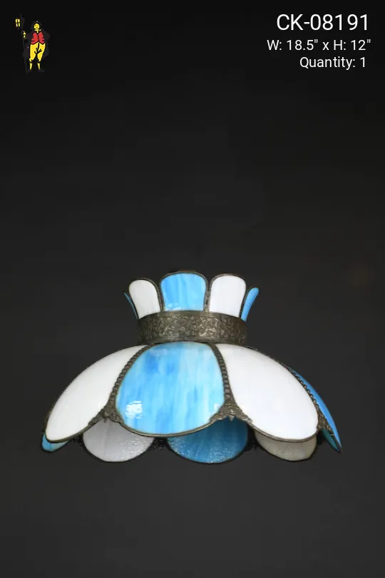 Hanging Light Blue & White Tiffany Glass Pendant