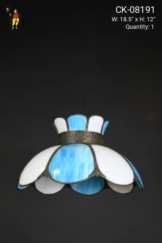 Hanging Light Blue & White Tiffany Glass Pendant