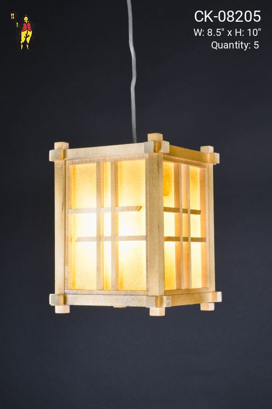 Wooden Lantern Hanging Fixture (Aged)