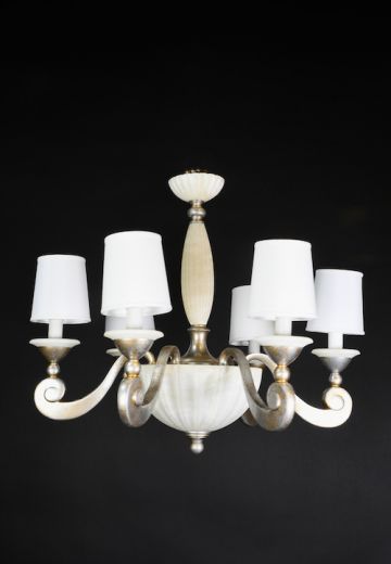 Six Light Alabaster Chandelier
