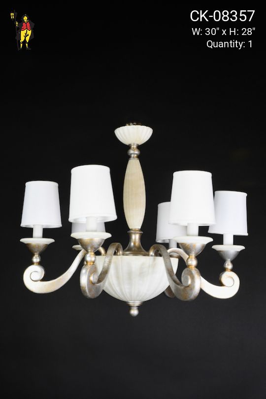 Six Light Alabaster Chandelier