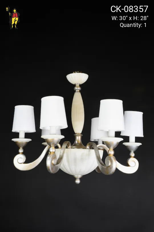 Six Light Alabaster Chandelier