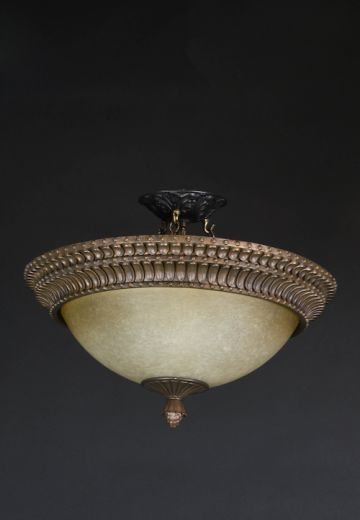Flush Mount Glass & Bronze Bowl Fixture