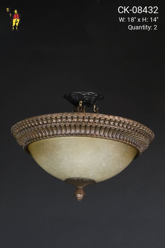 Flush Mount Glass & Bronze Bowl Fixture