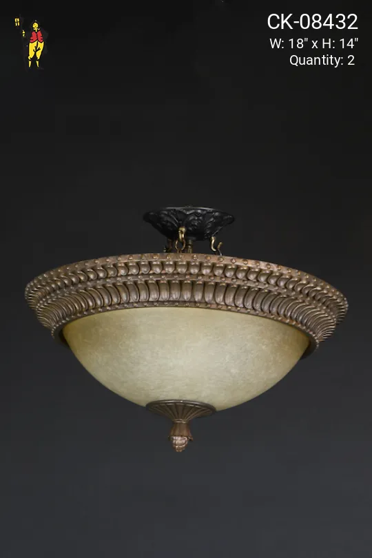 Flush Mount Glass & Bronze Bowl Fixture
