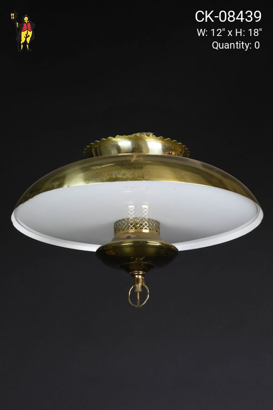 Mid-Century Brass & Glass Hanging Pendant