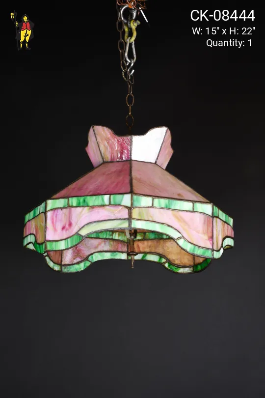 Pink & Green Tiffany Hanging Glass Pendant